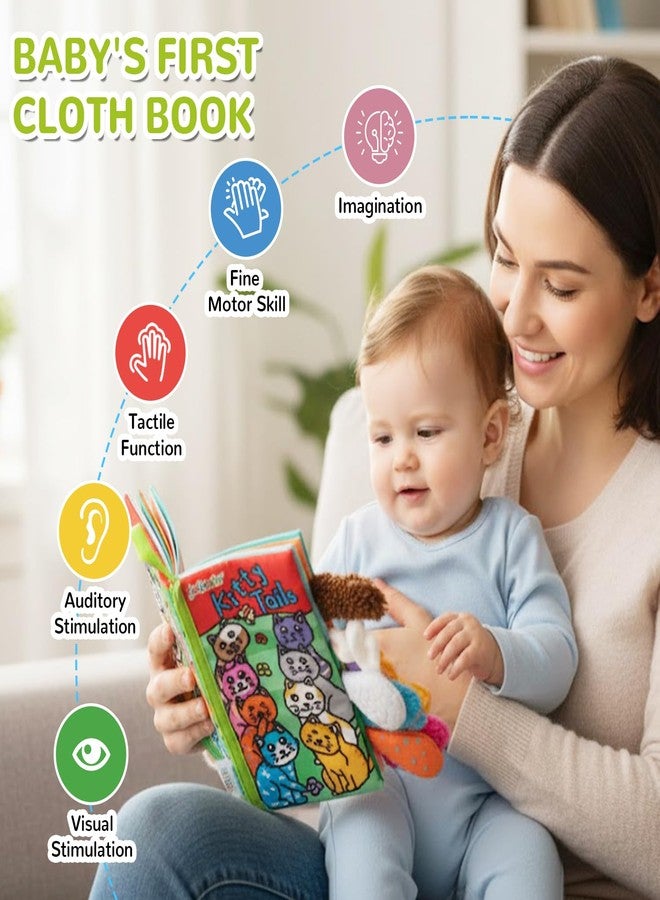 HECCEI Baby Cloth Books Soft Baby Book 0-6 Months Crinkle Books with Tail Touch and Feel Sensory Toys for Infant Tummy Time for 3 Months+, Kitten Tails - Image 4